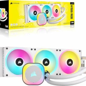 Alternative view of CORSAIR iCUE LINK H150i RGB Liquid CPU Cooler with QX120 RGB fans - White