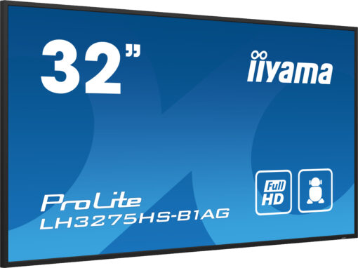 iiyama LH3275HS-B1AG affichage de messages Écran plat de signalisation numérique 81,3 cm (32") LCD Wifi 500 cd/m² Full HD Noir Intégré dans le processeur Android 11 24/7