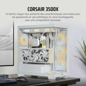 Alternative view of CORSAIR 3500X Mid-Tower PC Case, White