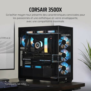 Alternative view of CORSAIR 3500X Mid-Tower PC Case, Black