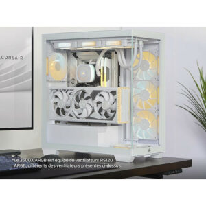 Alternative view of CORSAIR 3500X ARGB Mid-Tower PC Case, White