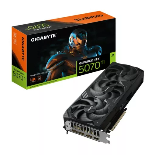 GIGABYTE GeForce RTX 5070 Ti WINDFORCE OC SFF 16G Carte Graphique - 16 Go GDDR7, 256 bits, PCI-E 5.0, 2497 MHz Core Clock, 3 x DP 2.1a, 1 x HDMI 2.1b, NVIDIA DLSS 4, GV-N507TWF3OC-16GD