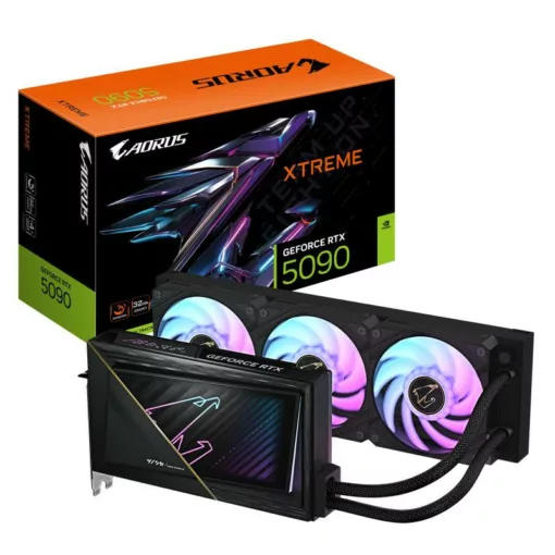 GIGABYTE AORUS GeForce RTX 5090 XTREME WATERFORCE 32G Carte Graphique - 32 Go GDDR7, 512 bits, PCI-E 5.0, 2655 MHz Fréquence du C?ur, 3 x DP 2.1a, 1 x HDMI 2.1b, NVIDIA DLSS 4, GV-N5090AORUSX W-32GD