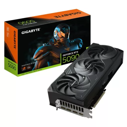 GIGABYTE GeForce RTX 5090 WINDFORCE OC 32G Carte Graphique - 32 Go GDDR7, 512 bits, PCI-E 5.0, 2467MHz Fréquence du C?ur, 3 x DP 2.1a, 1 x HDMI 2.1b, NVIDIA DLSS 4, GV-N5090WF3OC-32GD