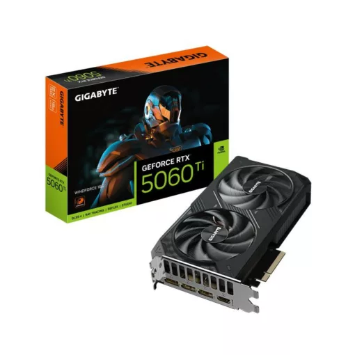 GIGABYTE GeForce RTX 5060 Ti WINDFORCE 16G Carte Graphique ? 16 Go GDDR7, 128 bits, PCI-E 5.0, 2572 MHz Fréquence du processeur, 3 x DisplayPort, 1 x HDMI, GV-N506TWF2-16GD