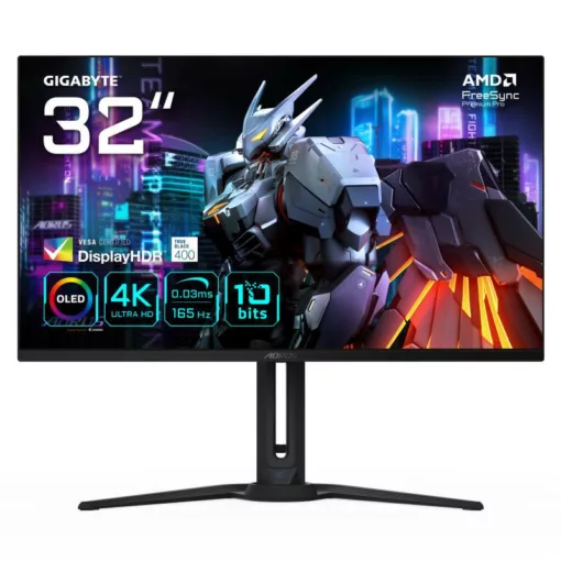 GIGABYTE AORUS FO32U 31,5? Moniteur de jeu UHD - 3840 x 2160 (UHD), 165Hz, 0,03ms, 250 cd/m², FreeSync Premium Pro, DisplayHDR True Black 400, HDMI 2.1, DisplayPort 1.4