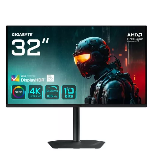GIGABYTE MO32U 31,5" Moniteur Gaming OLED 4K UHD - 3840 x 2160, 165Hz, 0.03ms, 250 cd/m², Display HDR True Black 400, HDMI 2.1, DisplayPort 1.4