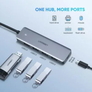 Alternative view of UGREEN Hub 4-Port USB3.0 avec Port Alimentation