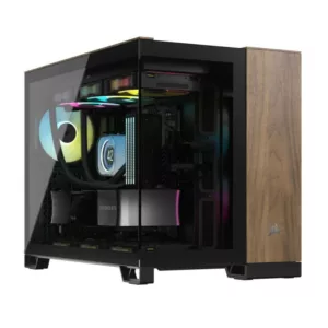Alternative view of CORSAIR 2500X mATX PC Case, Black/Walnut