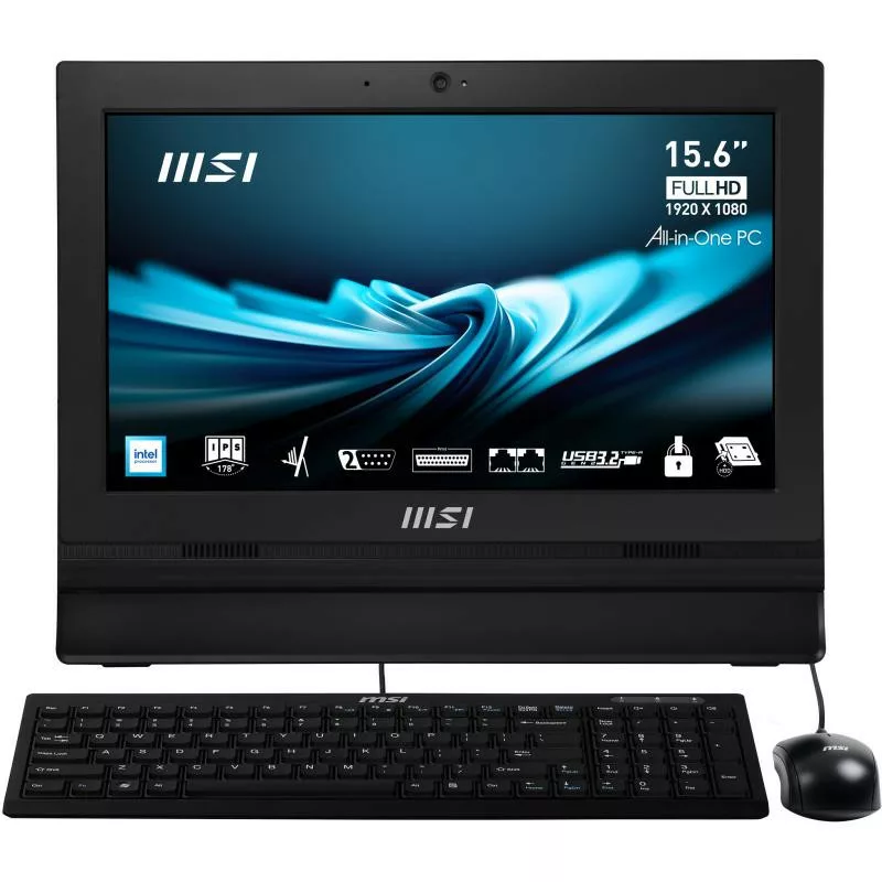 MSI Pro AP162T ADL-042XEU PC tout en un/station de travail Intel® N N100 39,6 cm (15.6") 1920 x 1080 pixels Écran tactile PC All-in-One 8 Go DDR4-SDRAM 256 Go SSD Wi-Fi 6E (802.11ax) Noir