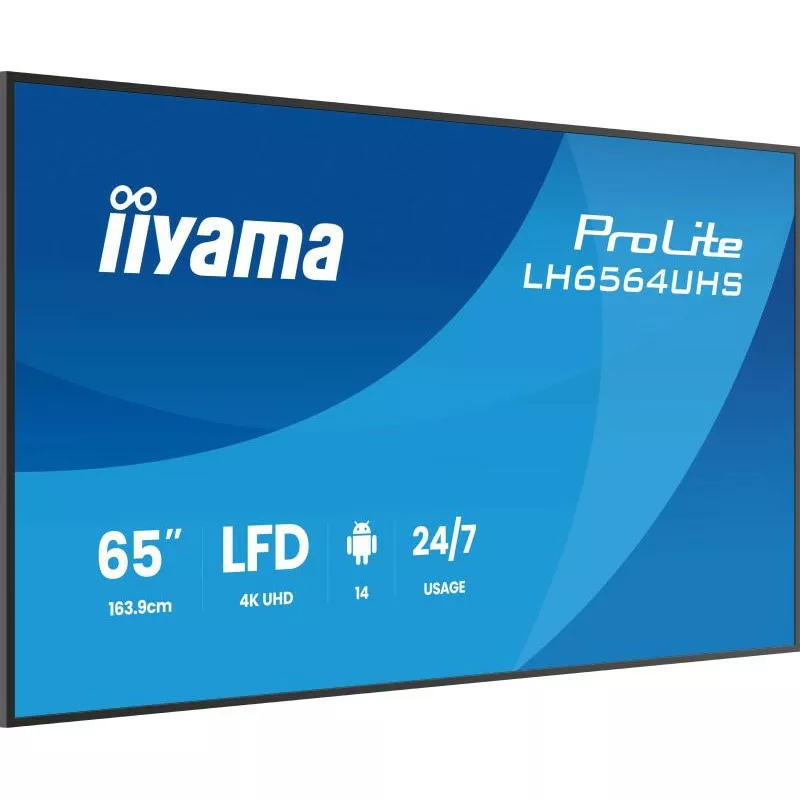 iiyama LH6564UHS-B1AG Écran d'affichage dynamique Écran plat de signalisation numérique 165,1 cm (65") Wifi 500 cd/m² 4K Ultra HD Noir Intégré dans le processeur Android 24/7 – Image 4