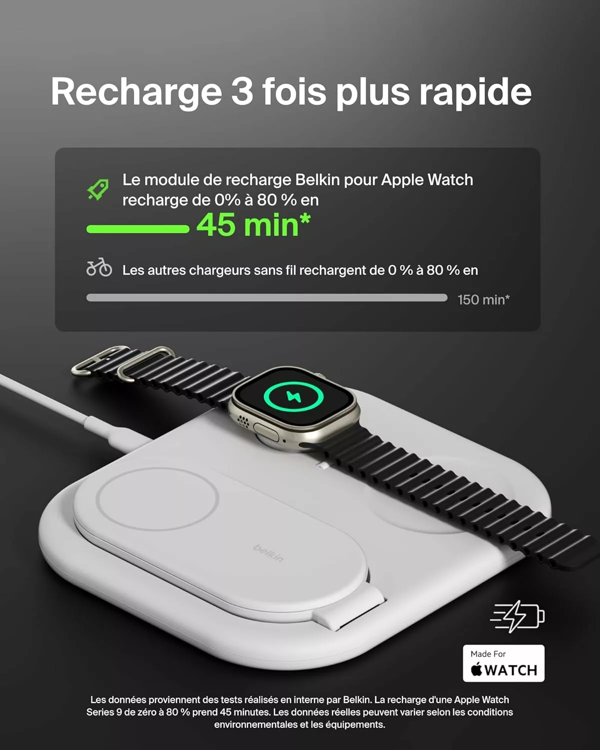 Belkin BoostCharge Socle de Recharge 2-en-1 aimanté et Pliable Qi2, 15W, Compatible MagSafe Chargeur sans Fil, Recharge Rapide, Apple iPhone 17, iPhone Air, Pixelsnap, Adaptateur Inclus - Blanc – Image 9