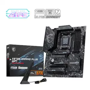 Alternative view of ATX - Socket  AM5 - X870E - 4 x DDR5 - 5 x M.2 - USB4 (40Gbps) - 2 x PCI-Express 5.0 16x slots  - LAN 10 GbE +  5 GbE - Wi-Fi 7