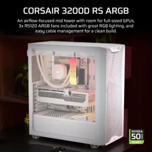 Alternative view of CORSAIR 3200D RS ARGB Mid-Tower Performance Case White