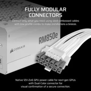 CORSAIR RMe White Series, RM850e White, 850 Watt, ATX 3.1 – Image 3