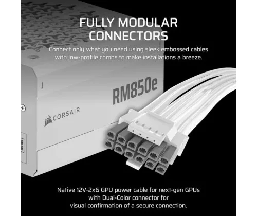 CORSAIR RMe White Series, RM850e White, 850 Watt, ATX 3.1 – Image 3