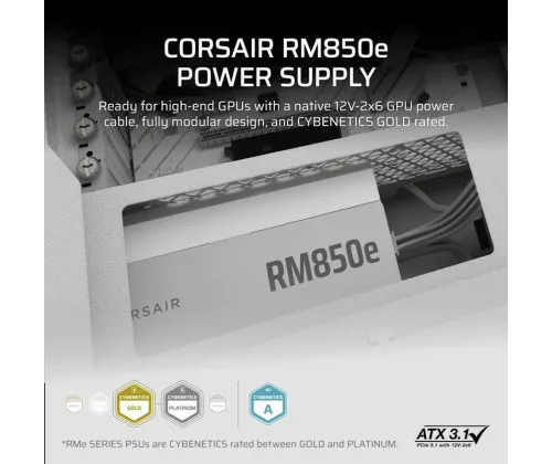 CORSAIR RMe White Series, RM850e White, 850 Watt, ATX 3.1 – Image 4