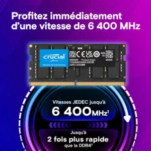 Alternative view of Crucial CT32G64C52CS5 module de mémoire 32 Go 1 x 32 Go DDR5 6400 MT/s