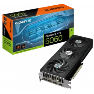 GIGABYTE GeForce RTX 5060 EAGLE MAX OC 8G Carte Graphique ? 8 Go GDDR7, 128 bits, PCI-E 5.0, fréquence c?ur 2550 MHz, 3 x DisplayPort, 1 x HDMI, NVIDIA DLSS 4, GV-N5060EAGLEMAX OC-8GD 1.0