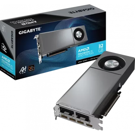 GIGABYTE Radeon AI PRO R9700 AI TOP 32G Carte Graphique ? 32 Go GDDR6, 256 bits, PCI-E 5.0, 2920 MHz Fréquence du processeur, 3 x DisplayPort, 1 x HDMI, GV-R9700AI TOP-32GD 1.1