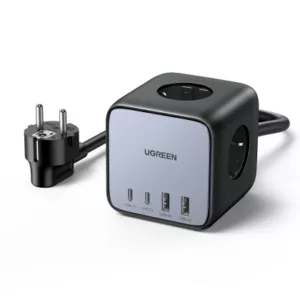 Multiprise UGREEN Nexode DigiNest Cube 3 prises, 3680W, AC, Schuko, 2x USB-C, 2x USB-A, 1,8m, Gris – Image 3
