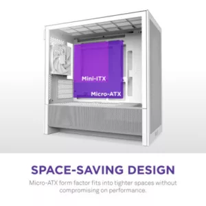 NZXT H3 Flow (2025) micro-ATX Mid-tower Case - All White Color – Image 3