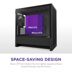 NZXT H3 Flow micro-ATX Mid-tower Case - All Black Color – Image 3