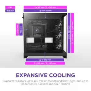 NZXT H9 Flow (2025) Dual-Chamber Mid-Tower Case - All Black – Image 3