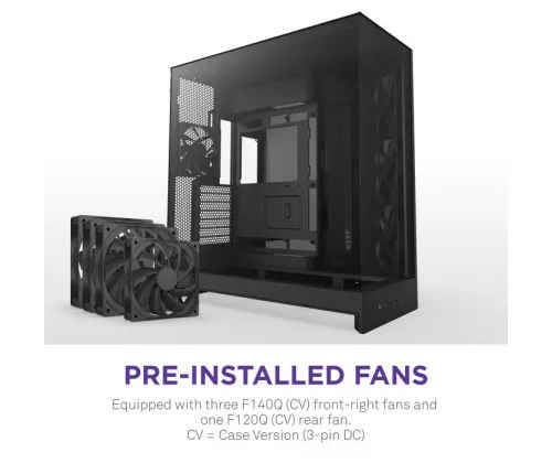 NZXT H9 Flow (2025) Dual-Chamber Mid-Tower Case - All Black – Image 4