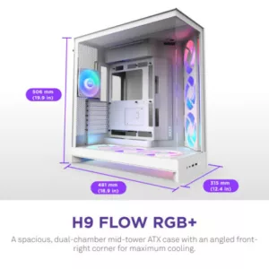Alternative view of NZXT H9 Flow RGB+ All White