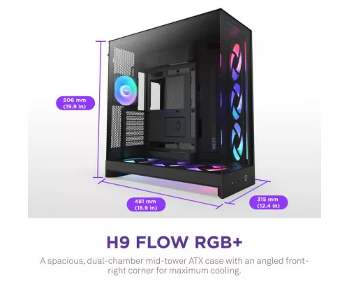 NZXT H9 Flow RGB+ (CM-H92FB-P1) - All Black – Image 2