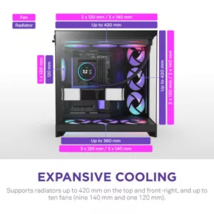 NZXT H9 Flow RGB+ (CM-H92FB-P1) - All Black – Image 4
