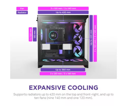 NZXT H9 Flow RGB+ (CM-H92FB-P1) - All Black – Image 4