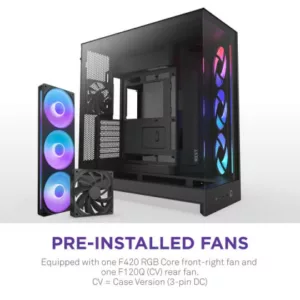 NZXT H9 Flow RGB (CM-H92FB-R1) Dual-Chamber Mid-Tower Case w/ RGB Fans - All Bla – Image 3