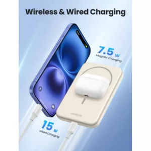 UGREEN Batterie Ext Sans Fil Qi 7,5W 5000mAh Crème *25207 – Image 4
