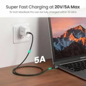 Alternative view of UGREEN Câble Renforcé 2m USB-C > USB-C Noir PD 100W *70429