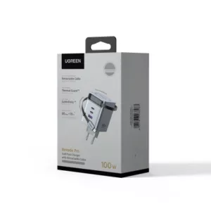 UGREEN Chargeur 100W 2C1A GaN avec cable Retractable USB-C