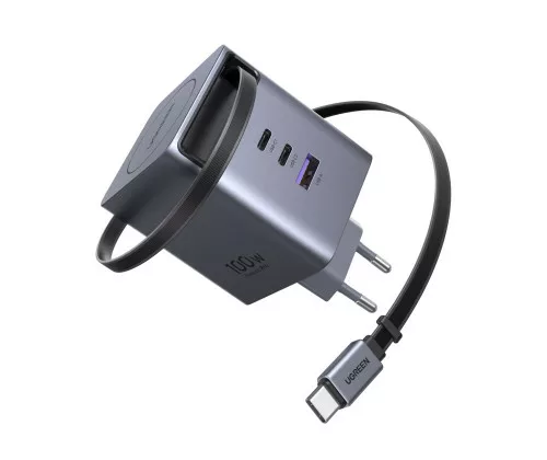 UGREEN Chargeur 100W 2C1A GaN avec cable Retractable USB-C – Image 4
