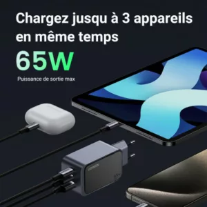 UGREEN Chargeur Rapide 65W PD 3 Ports *35042 – Image 4