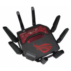 Alternative view of ASUS ROG Rapture GT-BE19000 routeur sans fil Multi-Gigabit Ethernet Tri-bande (2,4 GHz / 5 GHz / 6 GHz) Noir, Rouge