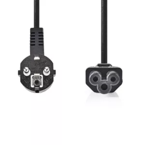 CABLE ALIMENTATION SECTEUR TREFLE -Prise de terre mâle COUDE DROIT 2M NOIR