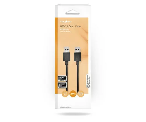 CABLE USB 3.2 A-Male B-Male 2m noir – Image 3