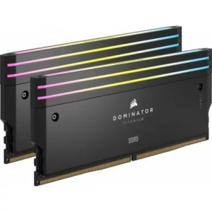 Alternative view of CORSAIR DOM. TITANIUM Black Heat. RGB LED D5 6400 32G (2x16G)
