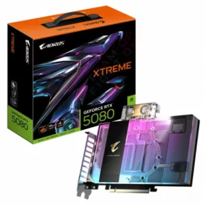 GIGABYTE AORUS GeForce RTX 5080 XTREME WATERFORCE WB 16G Carte Graphique - 16 Go GDDR7, 256 bits, PCI-E 5.0, 2805MHz Core Clock, 3 x DP 2.1a, 1 x HDMI 2.1b, NVIDIA DLSS 4, GV-N5080AORUSX WB-16GD