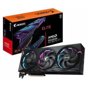GIGABYTE AORUS Radeon RX 9070 XT ELITE 16G Carte Graphique - 16 Go GDDR6, 256 bits, PCI-E 5.0, 3100 MHz Fréquence du C?ur, 2 x DisplayPort, 2 x HDMI, GV-R9070XTAORUS E-16GD