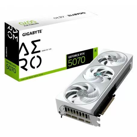GIGABYTE GeForce RTX 5070 AERO OC 12G Carte Graphique - 12 Go GDDR7, 192 bits, PCI-E 5.0, 2625 MHz Core Clock, 3 x DP 2.1a, 1 x HDMI 2.1b, NVIDIA DLSS 4, GV-N5070AERO OC-12GD
